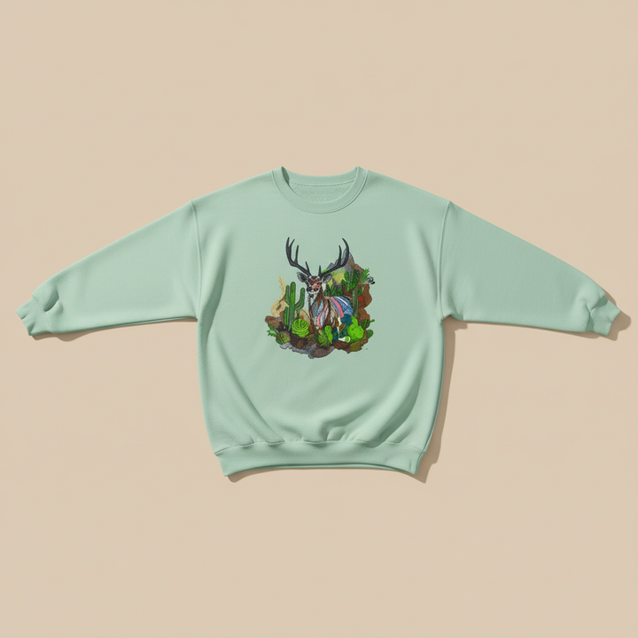 Desert Prism Deer — Premium Embroidered Sweatshirt | Original EmbroMania Design