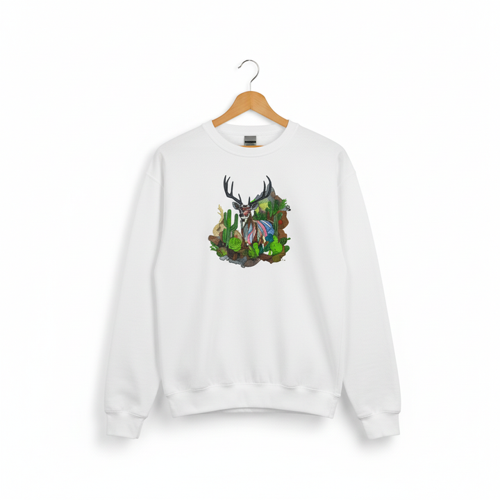 Desert Prism Deer — Premium Embroidered Sweatshirt | Original EmbroMania Design