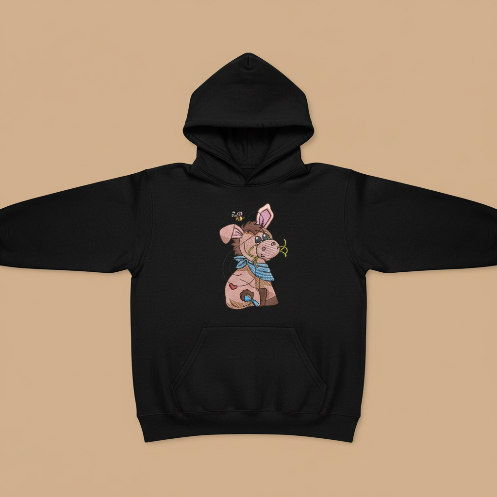 Donkey &amp; Bee — Premium Embroidered Collection | Hoodie • Sweatshirt • Jute Tote | Original EmbroMania Design