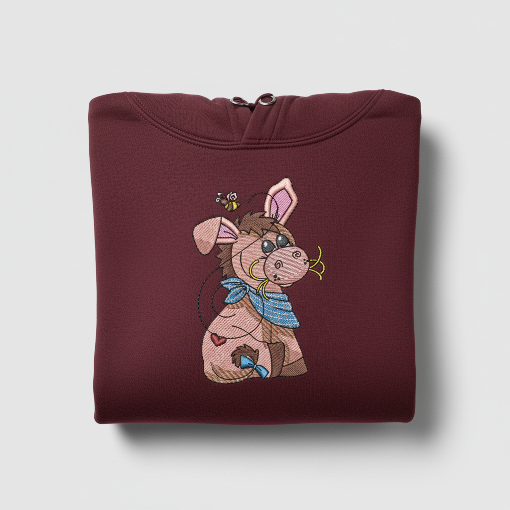 Donkey &amp; Bee — Premium Embroidered Collection | Hoodie • Sweatshirt • Jute Tote | Original EmbroMania Design