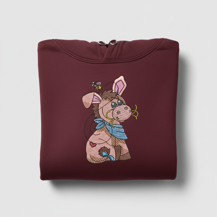 Donkey &amp; Bee — Premium Embroidered Collection | Hoodie • Sweatshirt • Jute Tote | Original EmbroMania Design