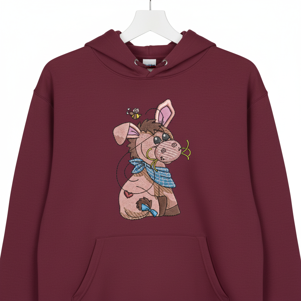 Donkey &amp; Bee — Premium Embroidered Collection | Hoodie • Sweatshirt • Jute Tote | Original EmbroMania Design
