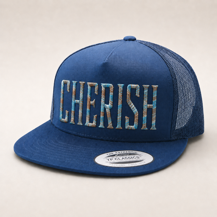 Blue cap with &