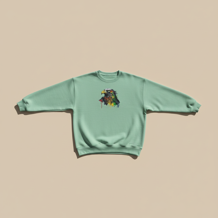 Artistic Strength Color Splash Eagle — Premium Embroidered Sweatshirt | Original EmbroMania Design