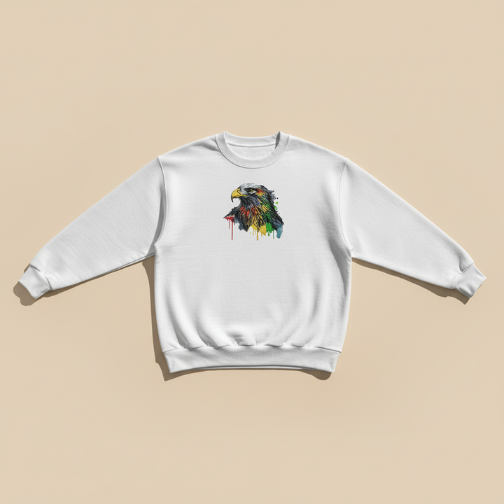 Artistic Strength Color Splash Eagle — Premium Embroidered Sweatshirt | Original EmbroMania Design