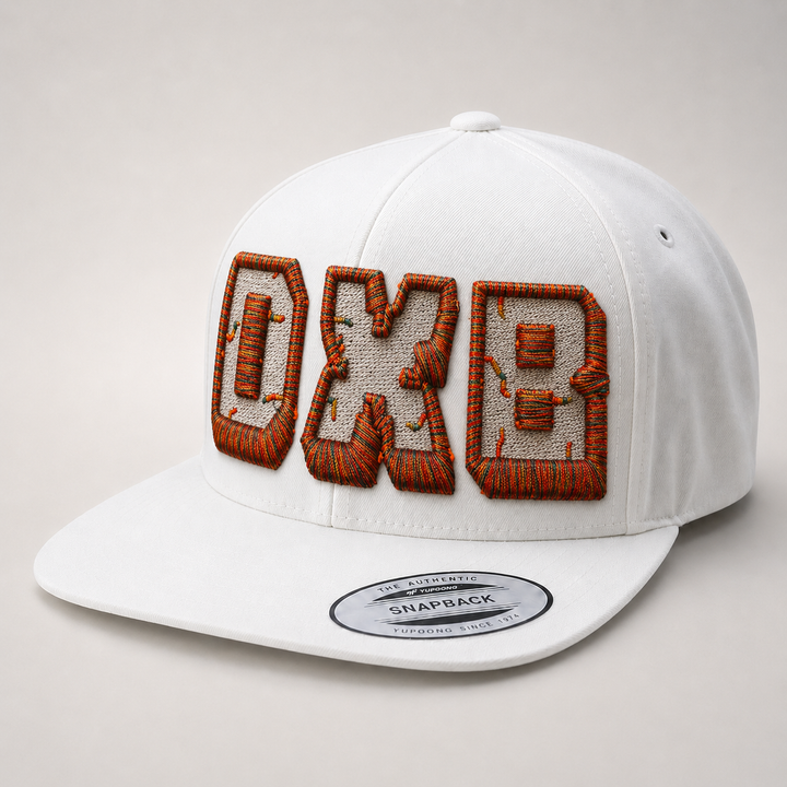 White cap with brown &