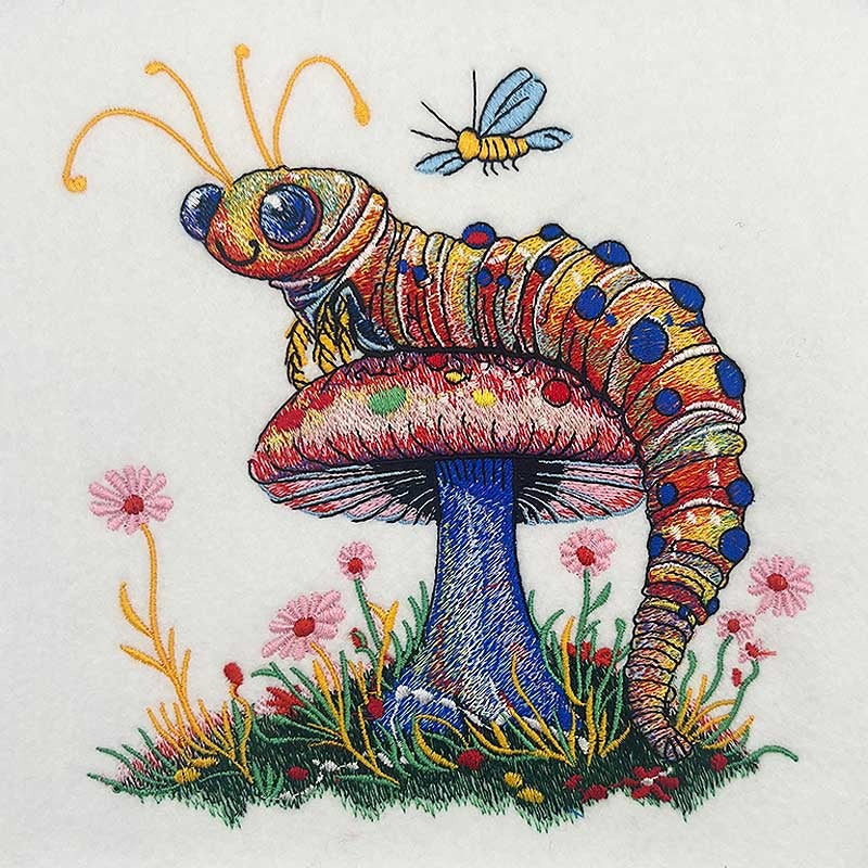 Floral Caterpillar Machine Embroidered Jute Tote – Hand Finished in Dubai | EmbroMania