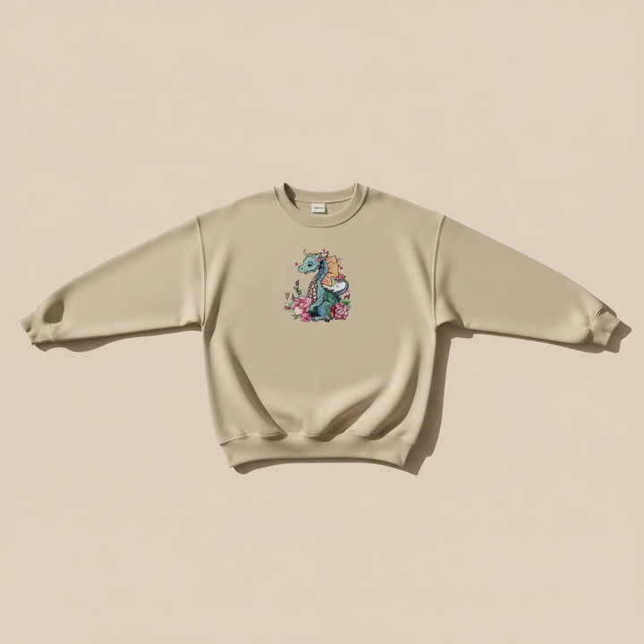 Floral Dragon Machine Embroidered Sweatshirt – Hand Finished in Dubai | EmbroMania
