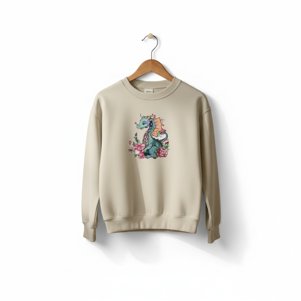 Floral Dragon Machine Embroidered Sweatshirt – Hand Finished in Dubai | EmbroMania