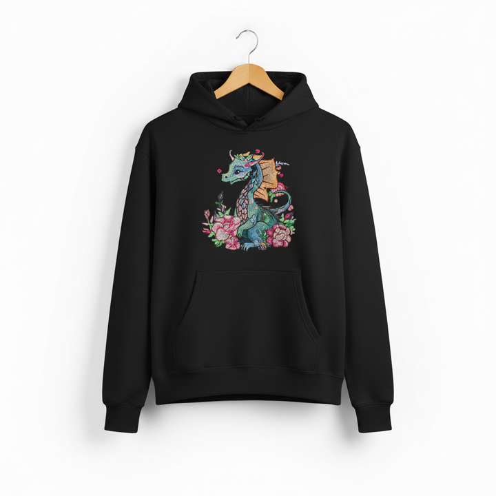 Floral Dragon — Premium Embroidered Hoodie | Original EmbroMania Design