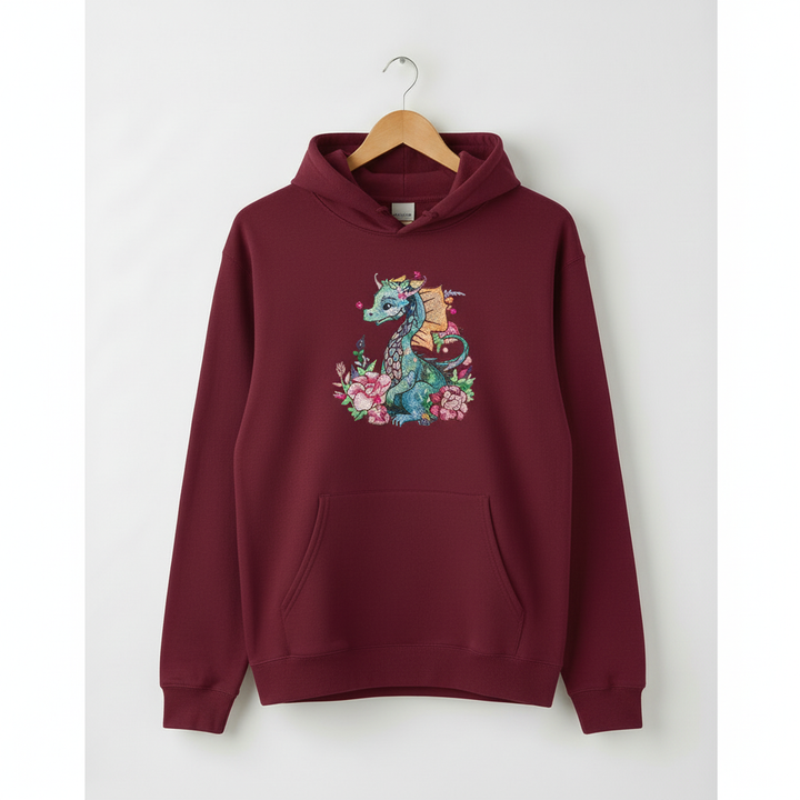 Floral Dragon — Premium Embroidered Hoodie | Original EmbroMania Design