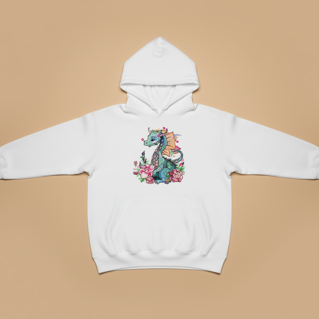 Floral Dragon — Premium Embroidered Hoodie | Original EmbroMania Design