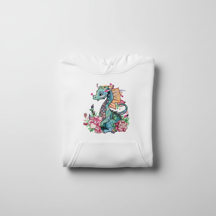 Floral Dragon — Premium Embroidered Hoodie | Original EmbroMania Design