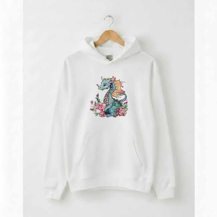 Floral Dragon — Premium Embroidered Hoodie | Original EmbroMania Design