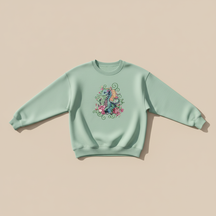 Floral Dragon Machine Embroidered Sweatshirt – Hand Finished in Dubai | EmbroMania
