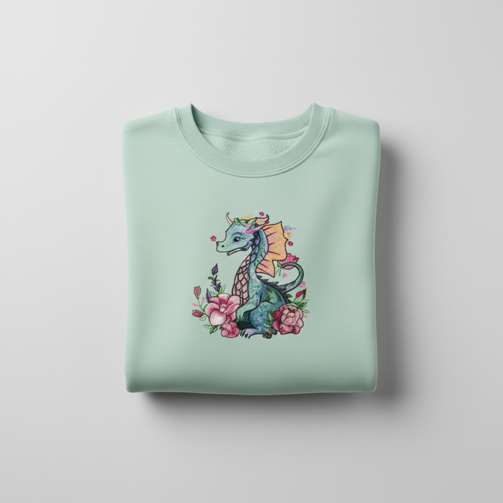 Floral Dragon Machine Embroidered Sweatshirt – Hand Finished in Dubai | EmbroMania