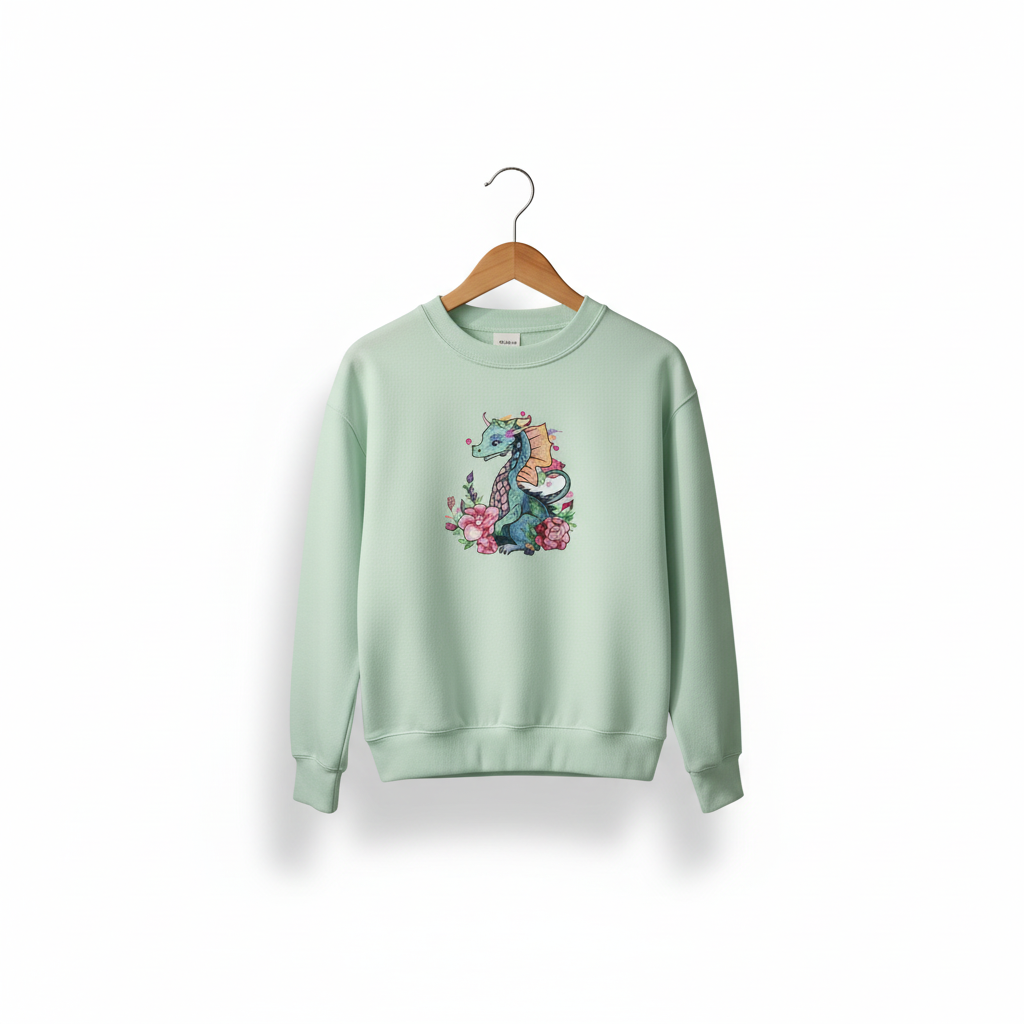Floral Dragon Machine Embroidered Sweatshirt – Hand Finished in Dubai | EmbroMania