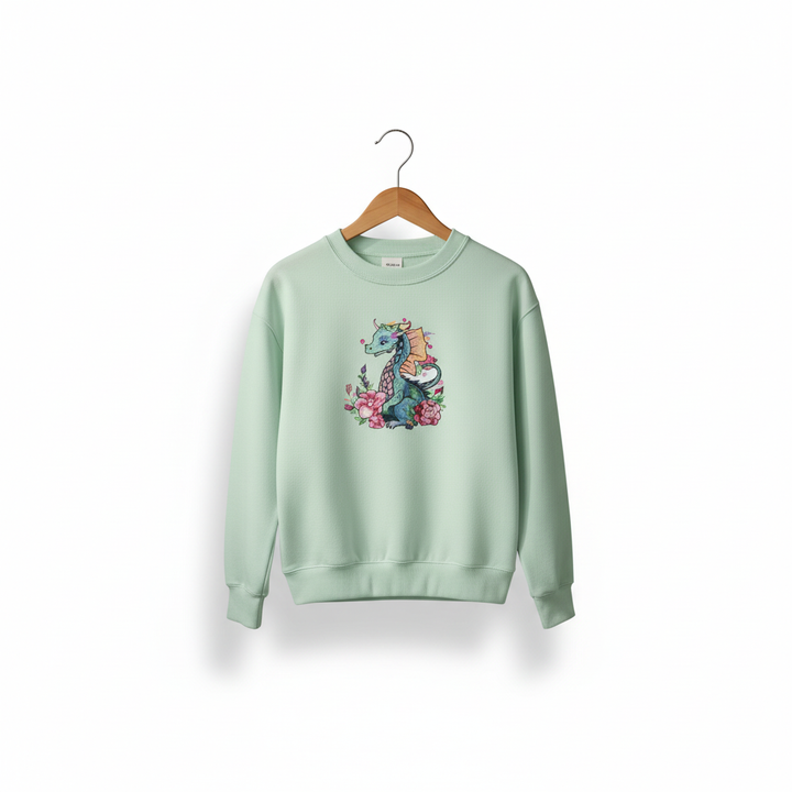 Floral Dragon Machine Embroidered Sweatshirt – Hand Finished in Dubai | EmbroMania