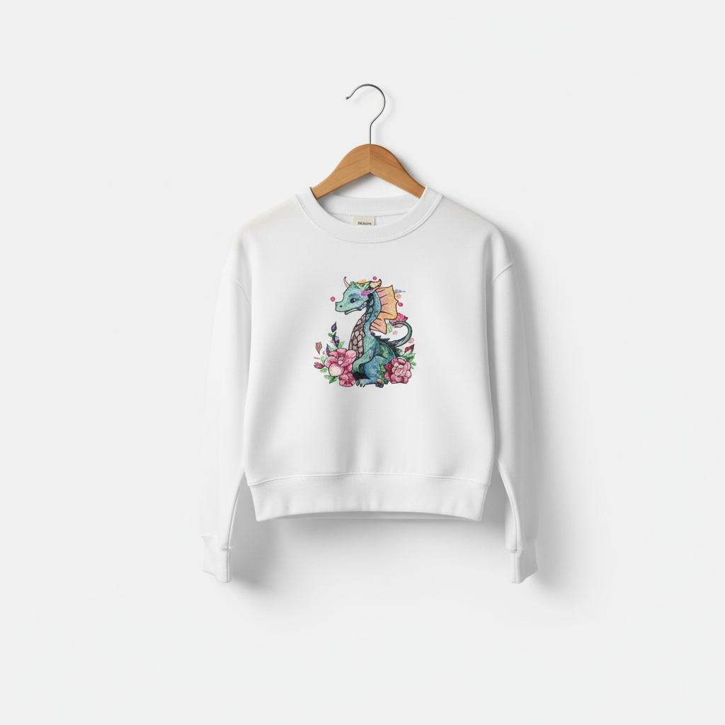Floral Dragon Machine Embroidered Sweatshirt – Hand Finished in Dubai | EmbroMania