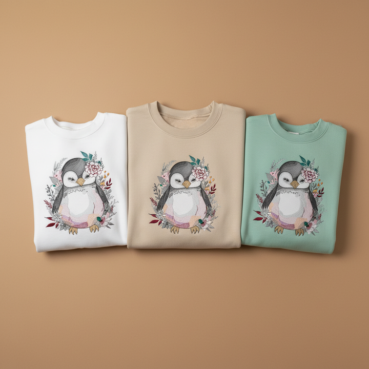 Cozy Winter Penguin — Premium Embroidered Sweatshirt | Original EmbroMania Design