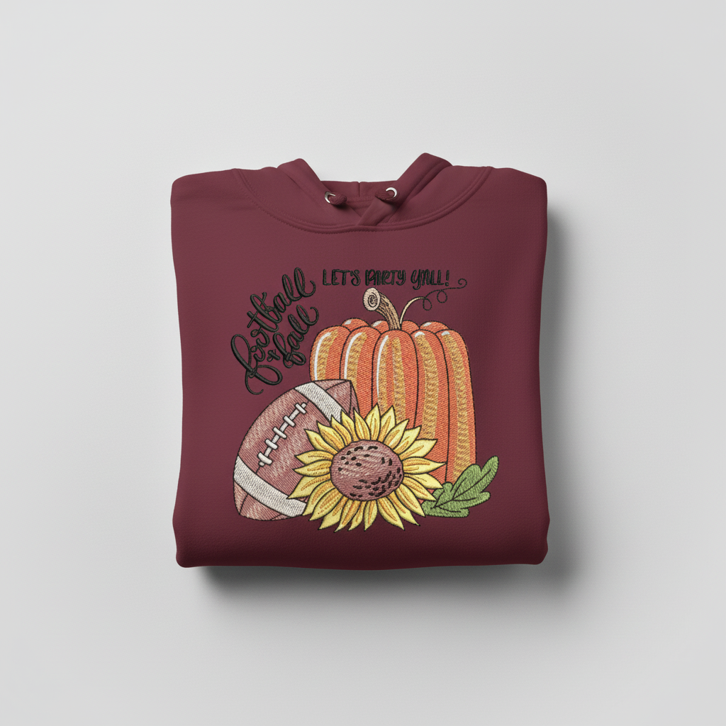 Football &amp; Fall Party Machine Embroidered Sweatshirt – Hand Finished in Dubai | EmbroMania