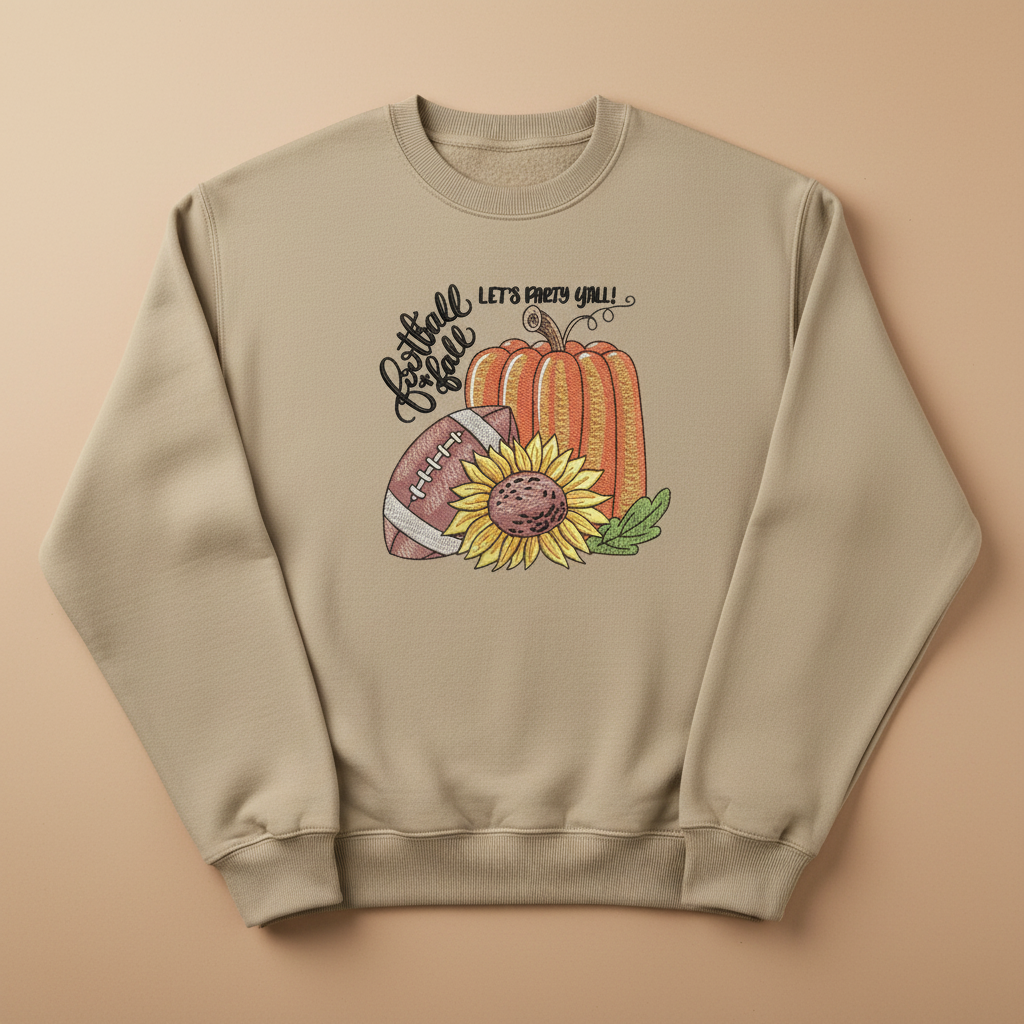 Football &amp; Fall Party Machine Embroidered Sweatshirt – Hand Finished in Dubai | EmbroMania