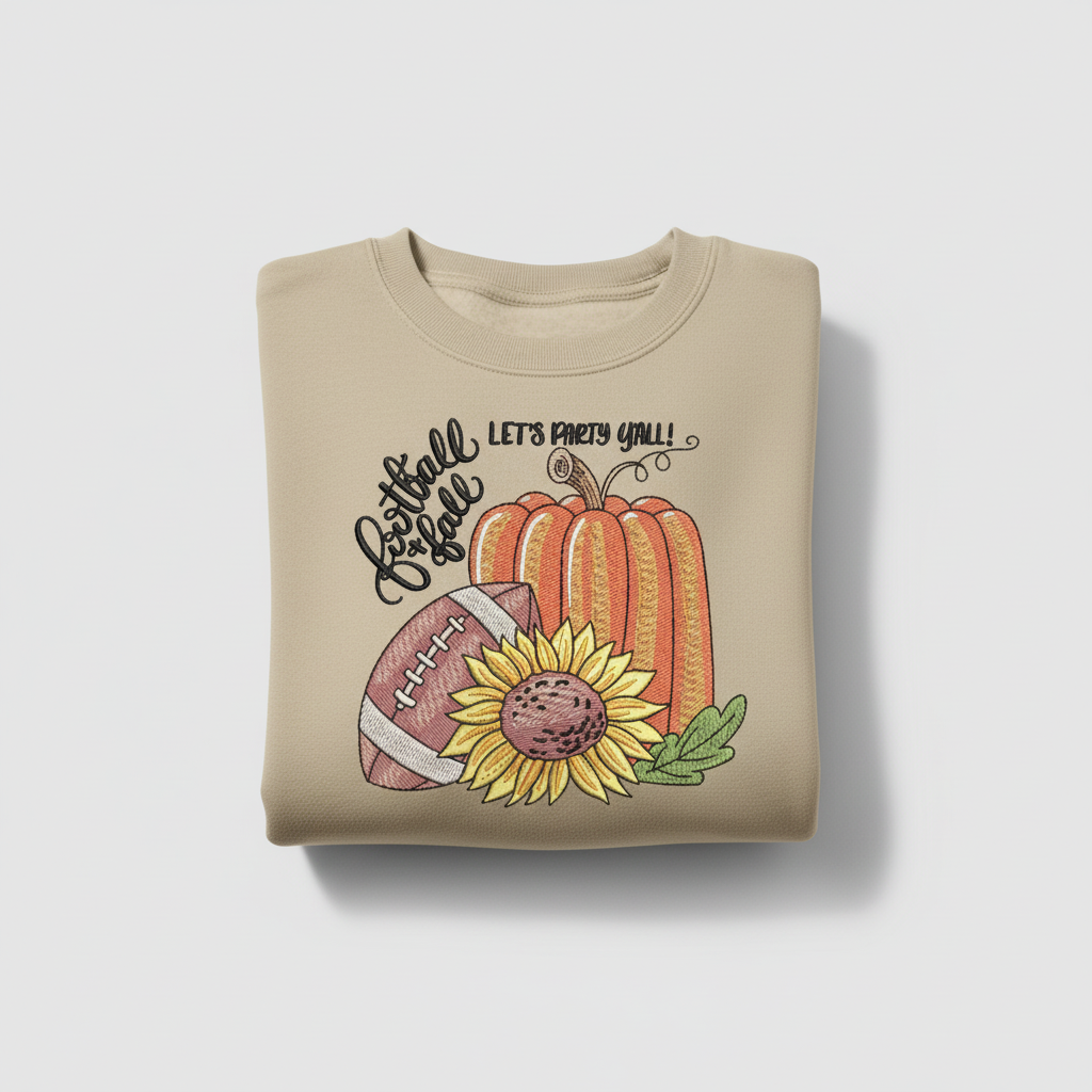 Football &amp; Fall Party Machine Embroidered Sweatshirt – Hand Finished in Dubai | EmbroMania