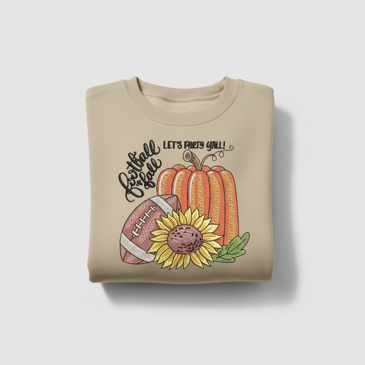 Football &amp; Fall Party Machine Embroidered Sweatshirt – Hand Finished in Dubai | EmbroMania