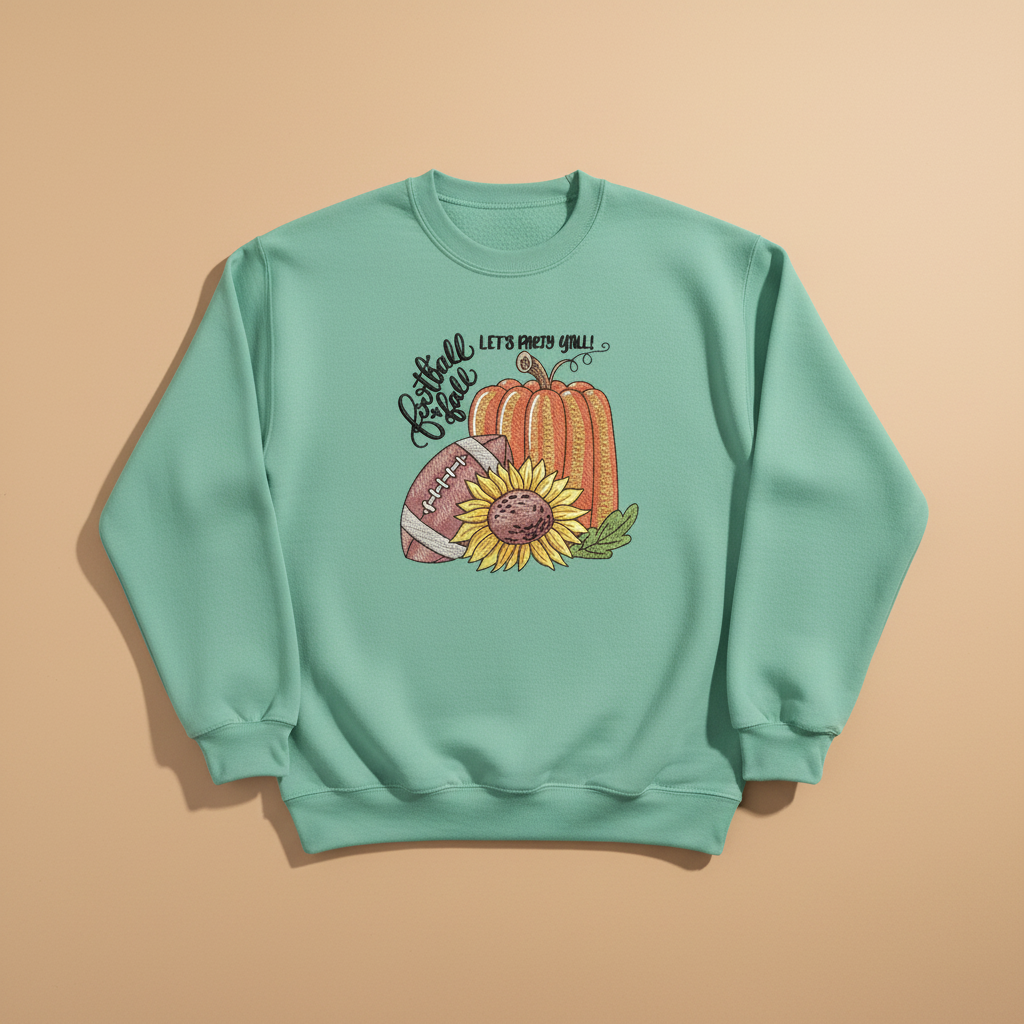 Football &amp; Fall Party Machine Embroidered Sweatshirt – Hand Finished in Dubai | EmbroMania