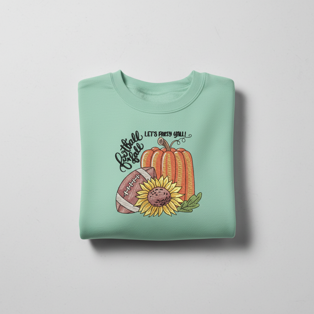 Football &amp; Fall Party Machine Embroidered Sweatshirt – Hand Finished in Dubai | EmbroMania