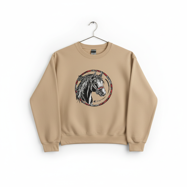 Free Spirit Horse Machine Embroidered Sweatshirt – Hand Finished in Dubai | EmbroMania