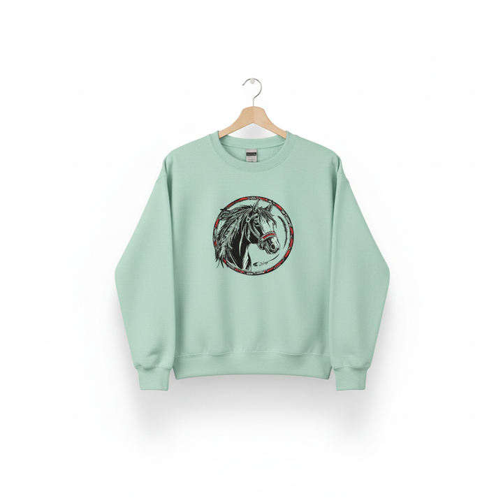 Free Spirit Horse Machine Embroidered Sweatshirt – Hand Finished in Dubai | EmbroMania