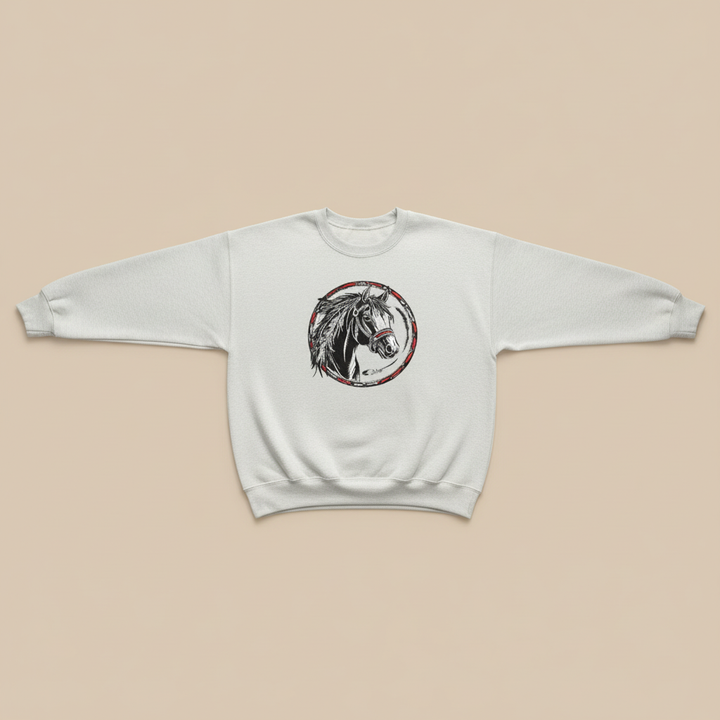Free Spirit Horse Machine Embroidered Sweatshirt – Hand Finished in Dubai | EmbroMania