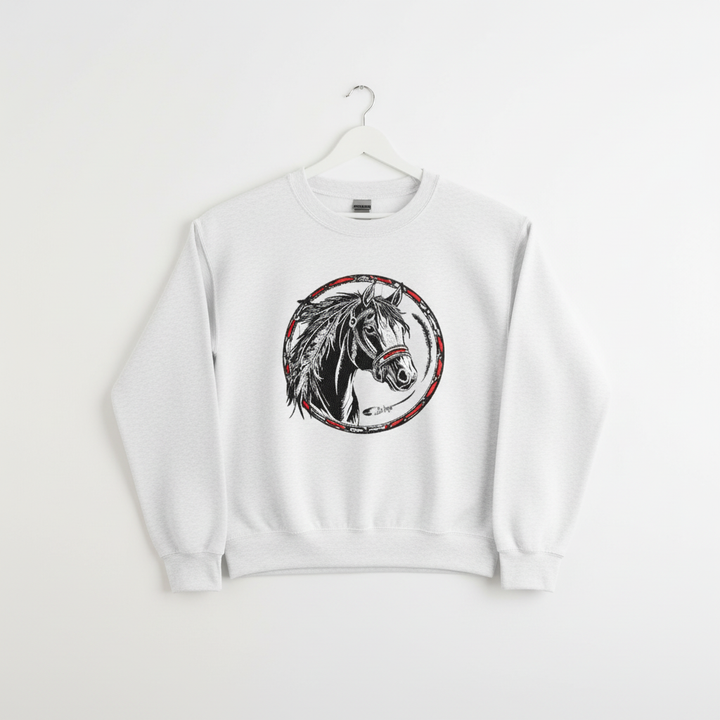 Free Spirit Horse Machine Embroidered Sweatshirt – Hand Finished in Dubai | EmbroMania