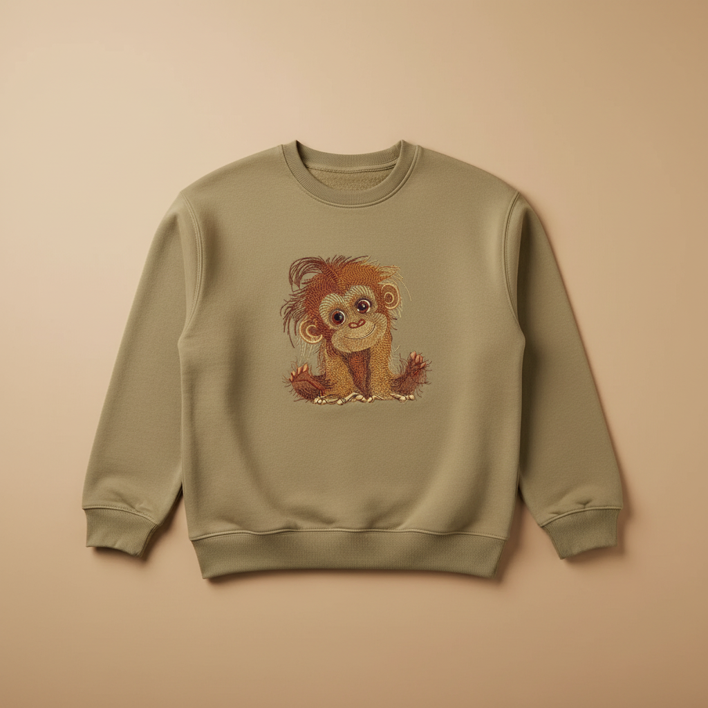 Baby Orangutan — Premium Embroidered Sweatshirt | Original EmbroMania Design