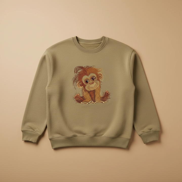 Baby Orangutan — Premium Embroidered Sweatshirt | Original EmbroMania Design