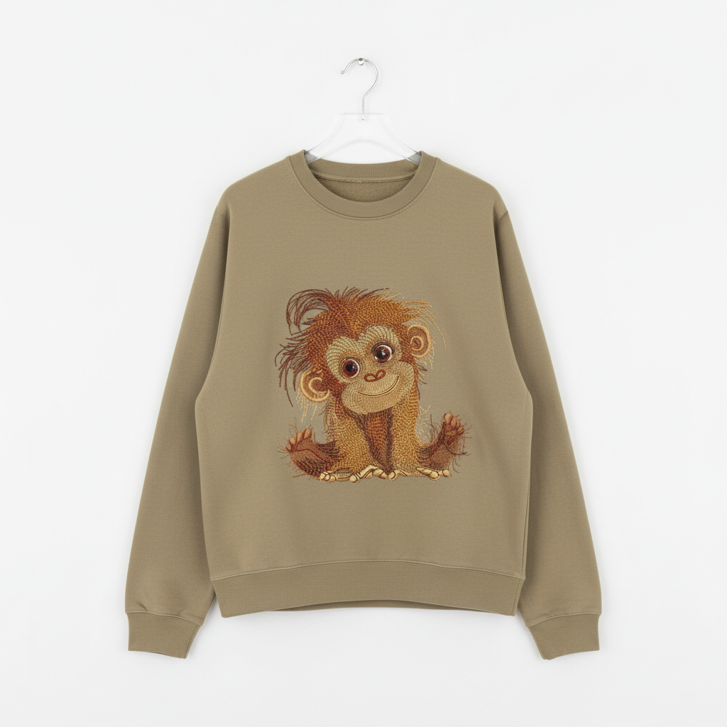 Baby Orangutan — Premium Embroidered Sweatshirt | Original EmbroMania Design