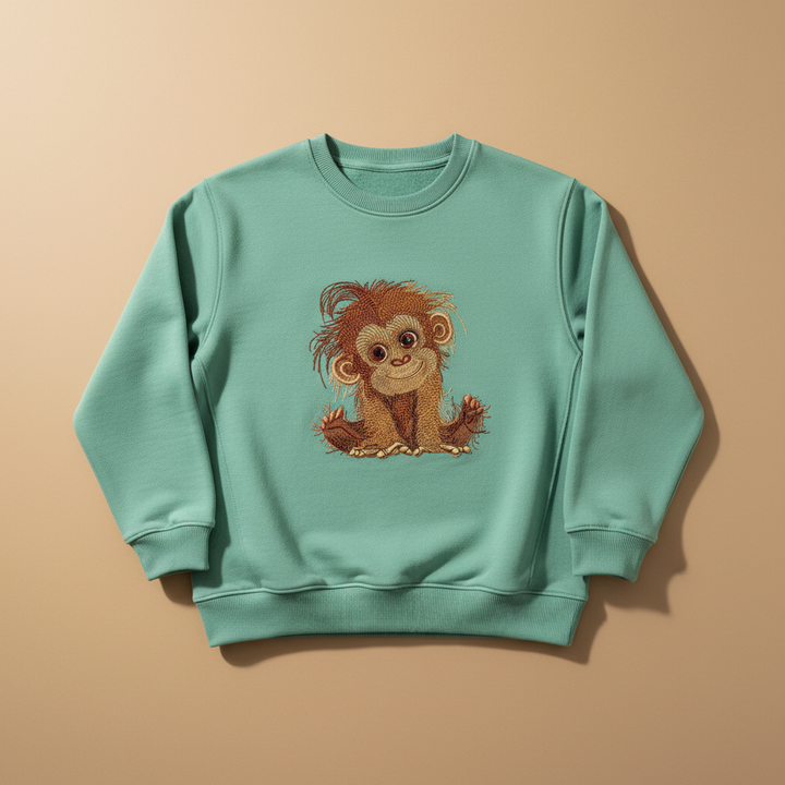 Baby Orangutan — Premium Embroidered Sweatshirt | Original EmbroMania Design