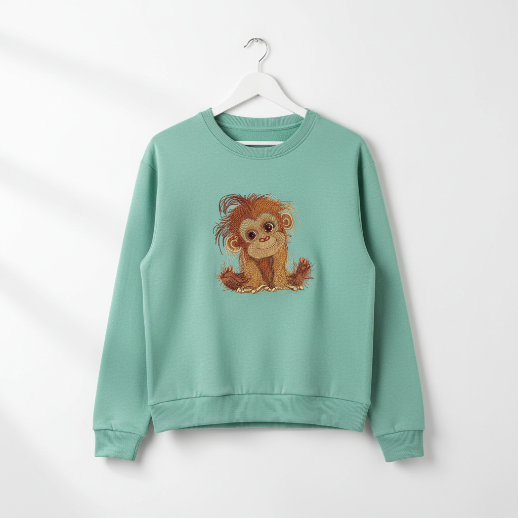 Baby Orangutan — Premium Embroidered Sweatshirt | Original EmbroMania Design