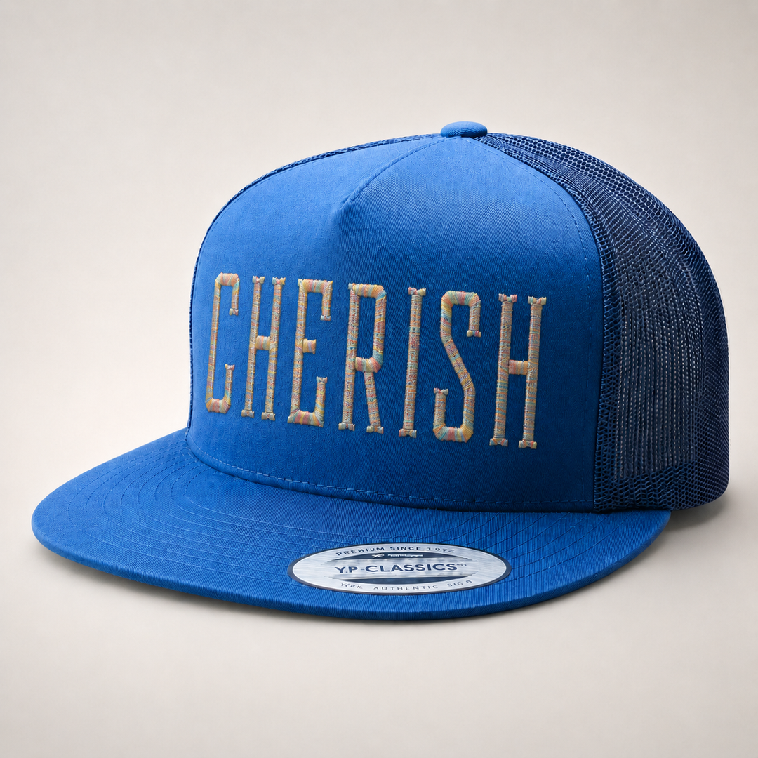 Blue cap with &