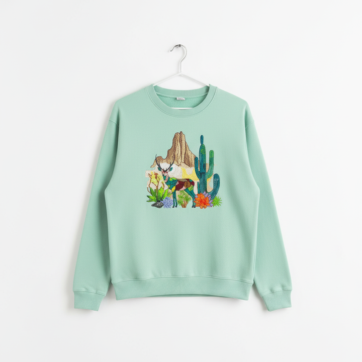 Modern Nature Geometric Desert Deer — Premium Embroidered Sweatshirt | Original EmbroMania Design