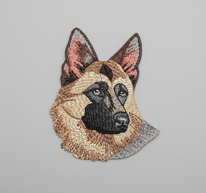 Embroidered patch of a German Shepherd dog&