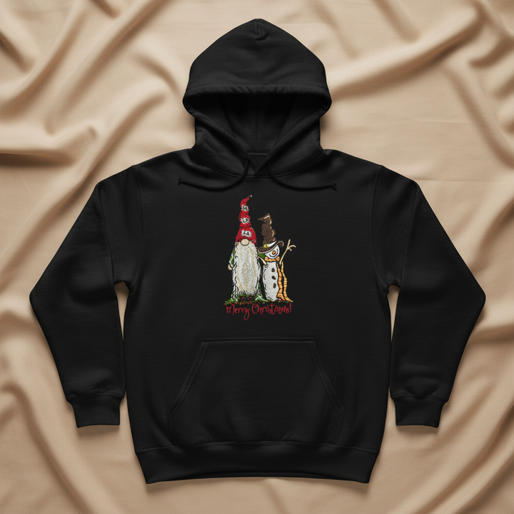Gnome &amp; Snowman Merry Christmas Machine Embroidered Sweatshirt – Hand Finished in Dubai | EmbroMania