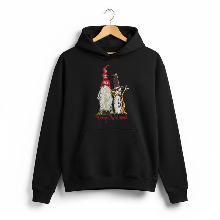 Gnome &amp; Snowman Merry Christmas Machine Embroidered Sweatshirt – Hand Finished in Dubai | EmbroMania