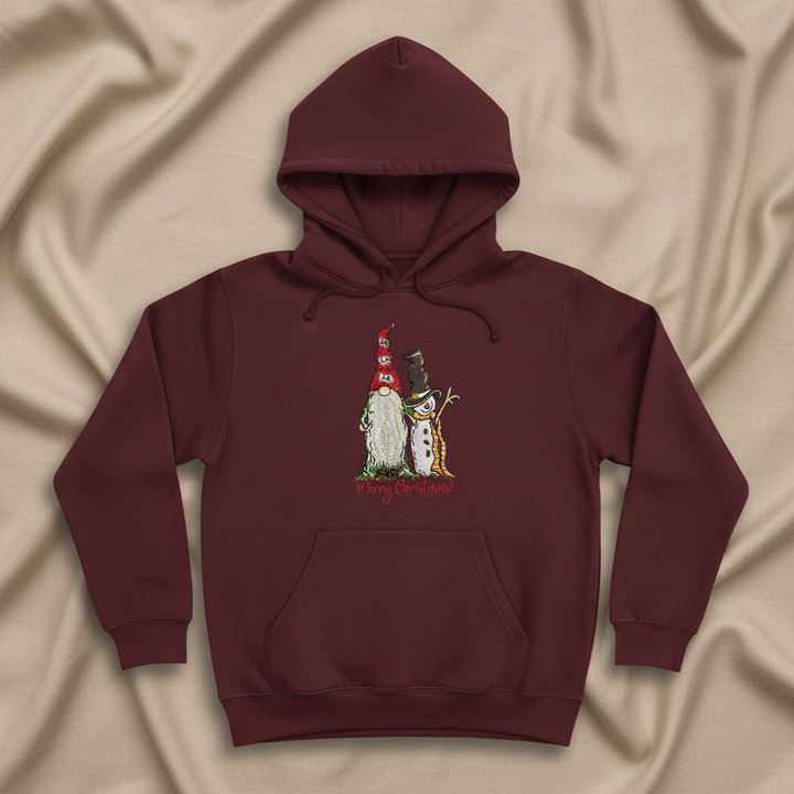 Gnome &amp; Snowman Merry Christmas Machine Embroidered Sweatshirt – Hand Finished in Dubai | EmbroMania