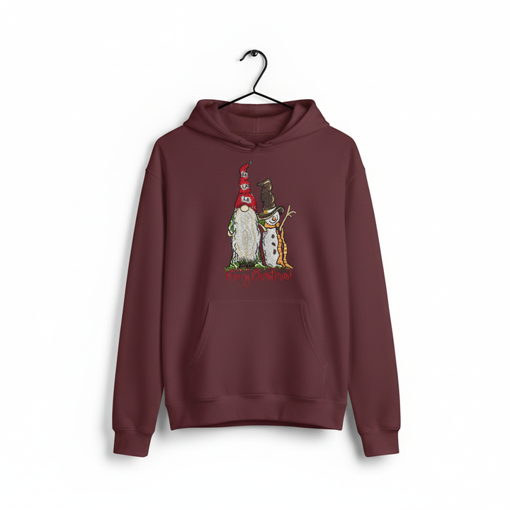 Gnome &amp; Snowman Merry Christmas Machine Embroidered Sweatshirt – Hand Finished in Dubai | EmbroMania