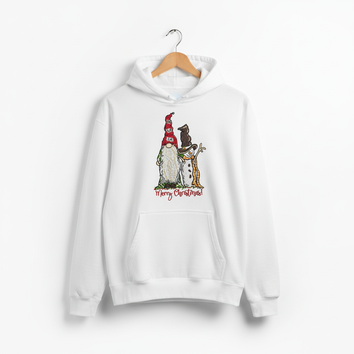 Gnome &amp; Snowman Merry Christmas Machine Embroidered Sweatshirt – Hand Finished in Dubai | EmbroMania