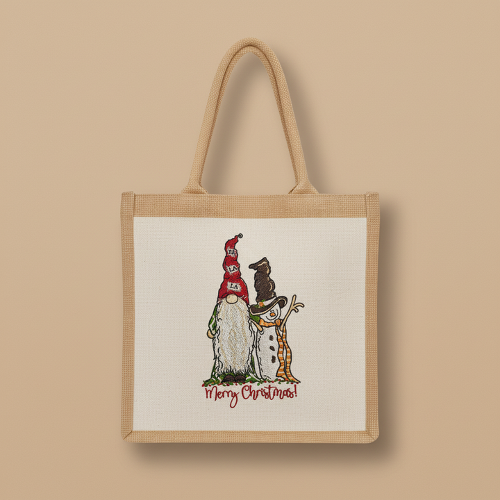 Gnome &amp; Snowman Merry Christmas Machine Embroidered Sweatshirt – Hand Finished in Dubai | EmbroMania