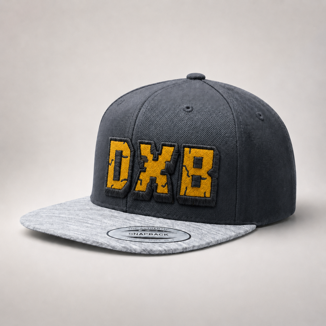 Gray and blue cap with &