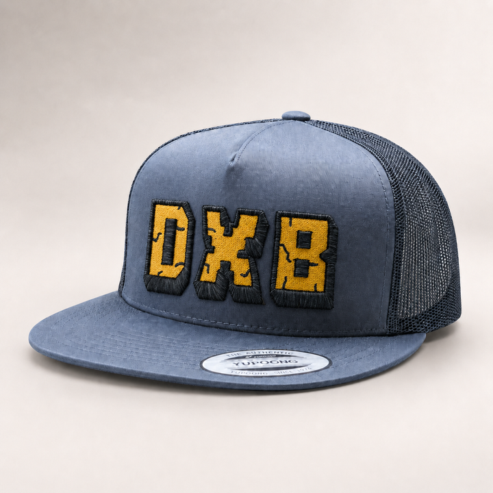 Blue trucker cap with &